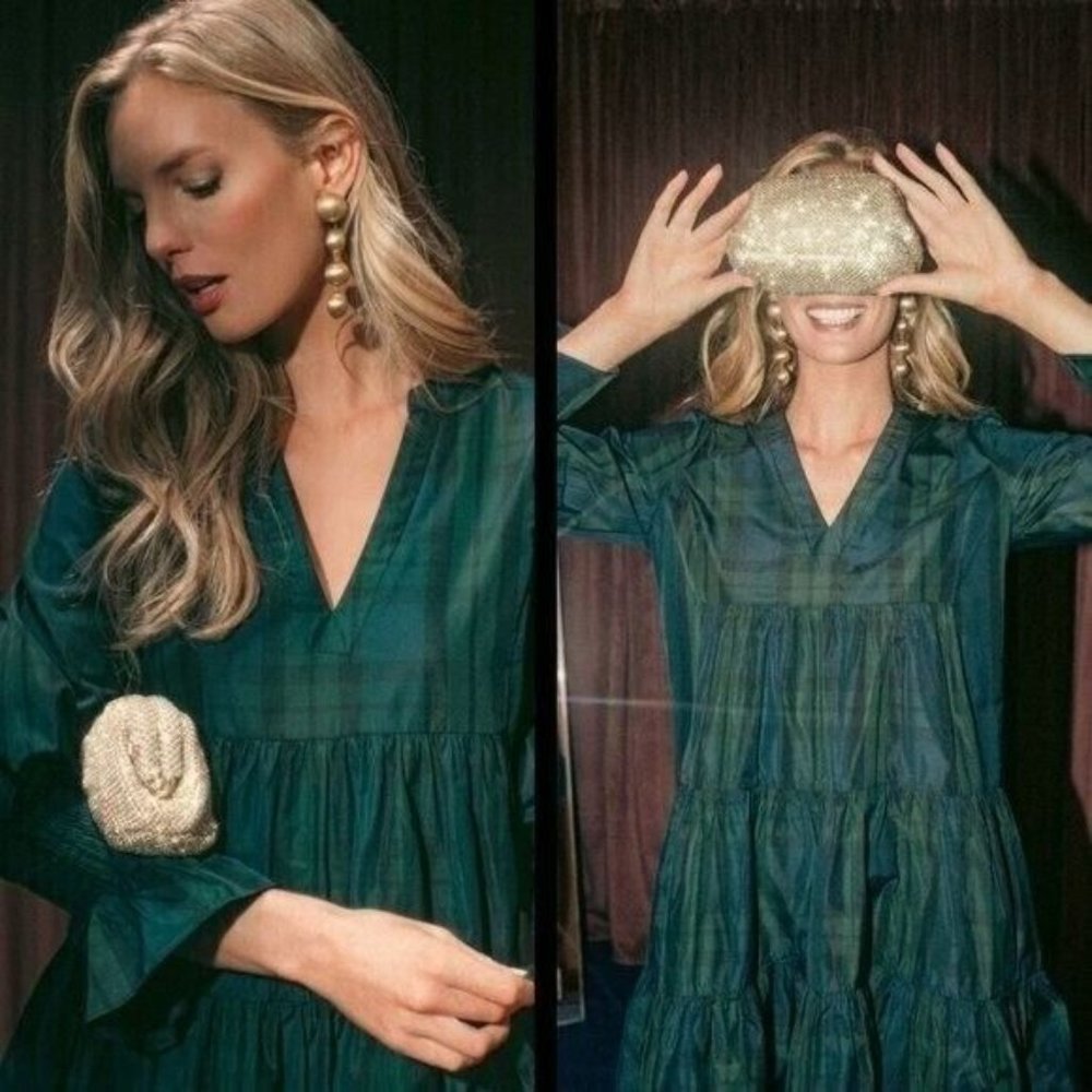 Pomander Place NEW Blackwatch Kenzo Academia Plaid Mini Dress Green Size XXL - Picture 3 of 12